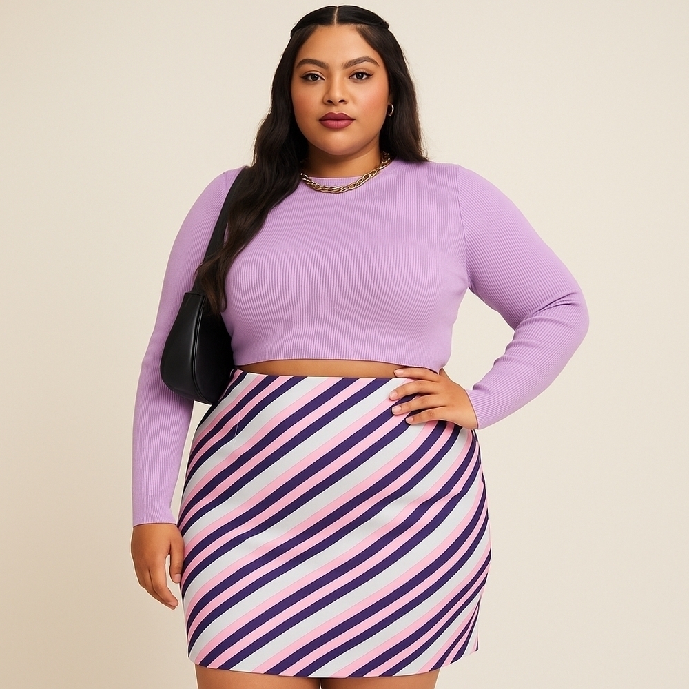 Marée Pour Toi Pink Striped Pencil Skirt | Size 22